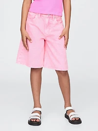 Kids Mid Rise Longline Denim Shorts