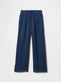 Kids Crinkle Gauze Denim Baggy Pants