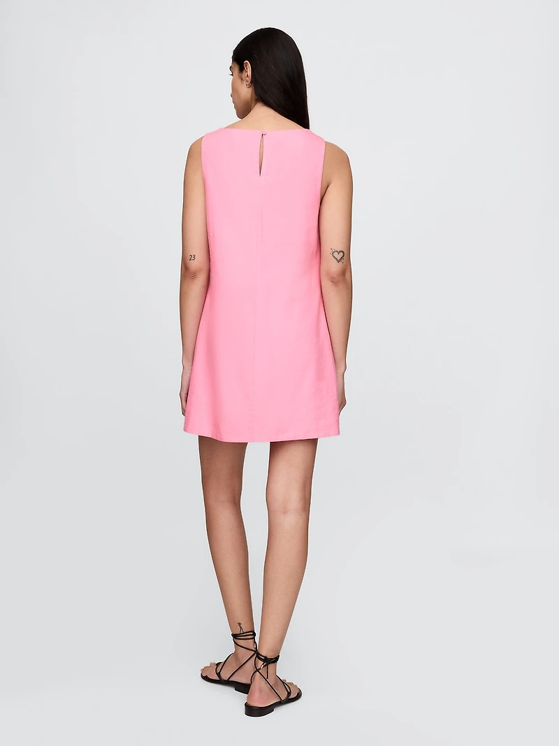 Linen-Blend Mini Shift Dress