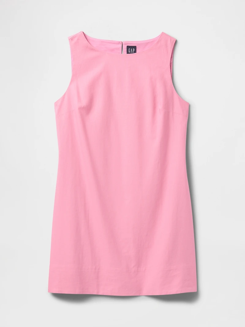 Linen-Blend Mini Shift Dress