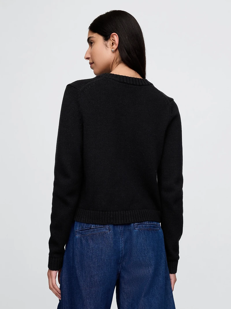 100% Cotton Crewneck Cardigan
