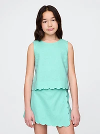 Kids Linen-Cotton Scalloped Top