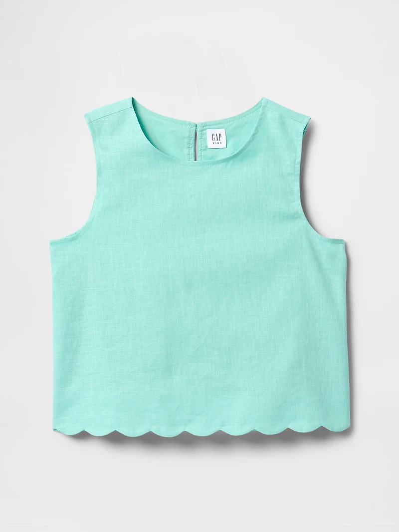 Kids Linen-Cotton Scalloped Top
