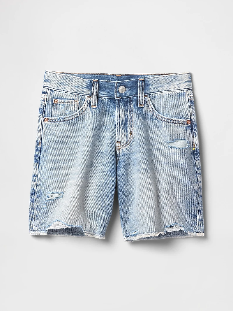Kids Low Rise Stride Denim Bermuda Shorts