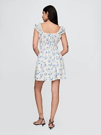 Tie-Front Smocked Waist Mini Dress