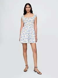 Tie-Front Smocked Waist Mini Dress