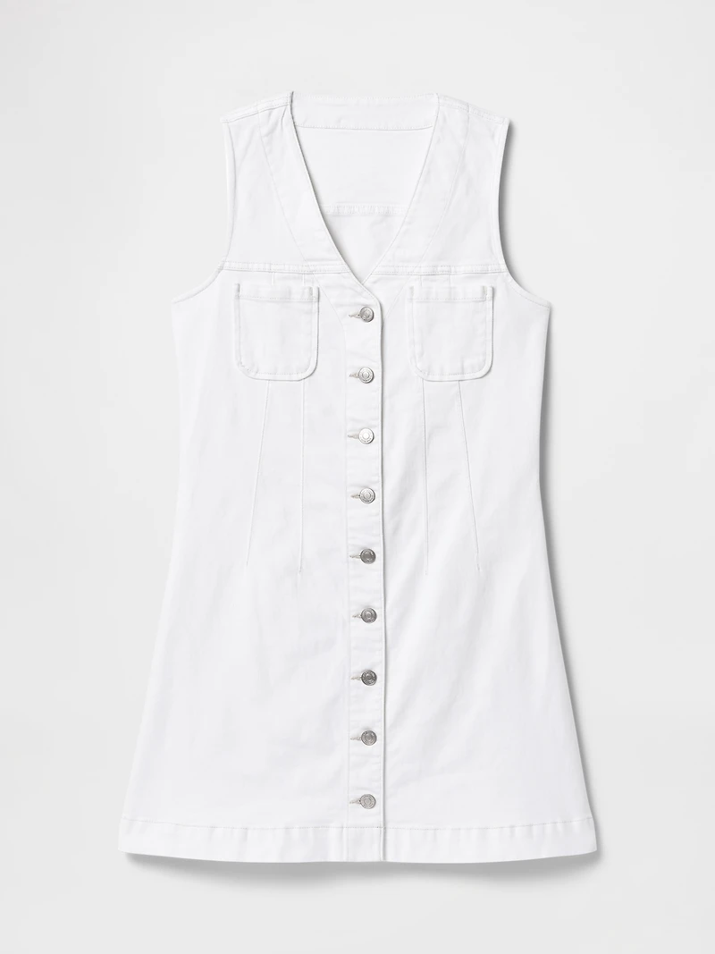 Denim V-Neck Mini Dress