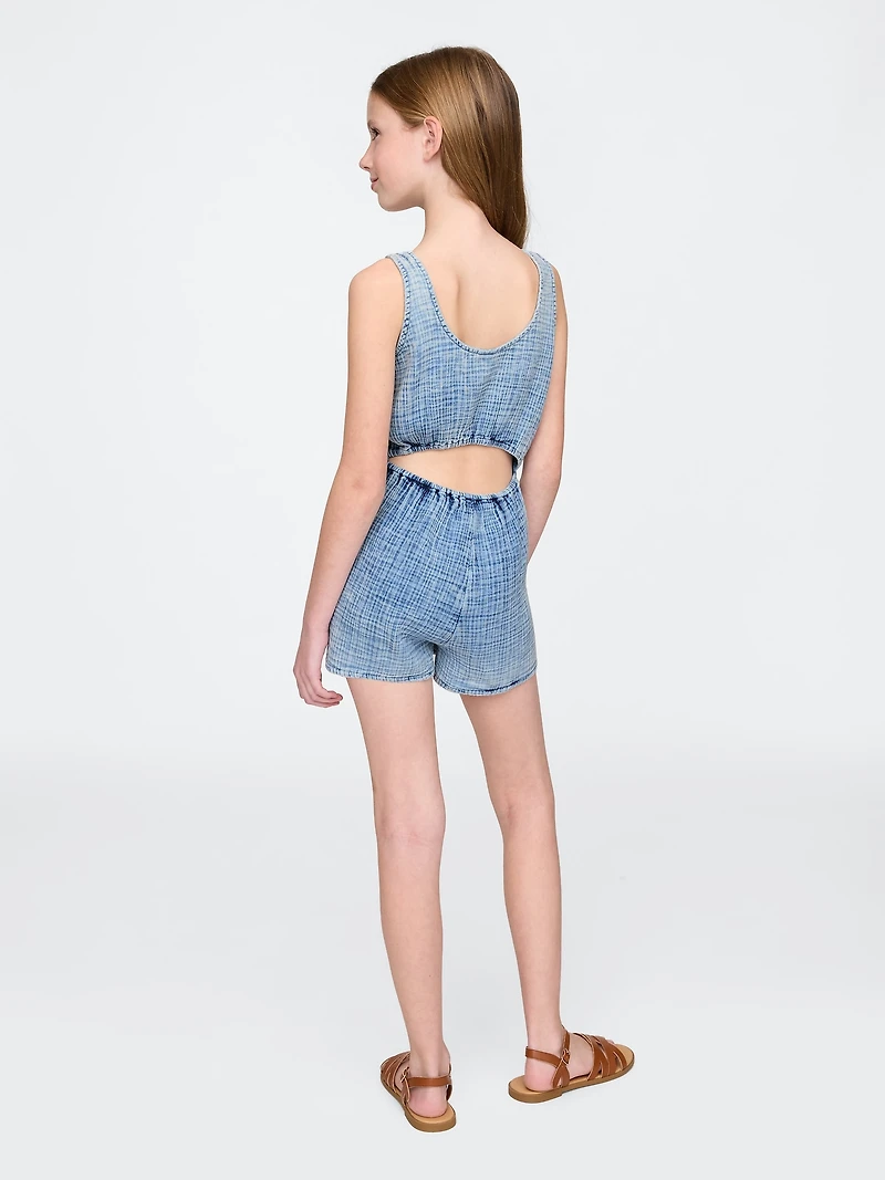 Kids Crinkle Gauze Denim Romper