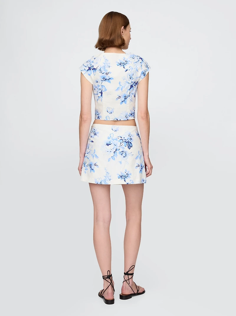 Linen-Blend Mini Skort