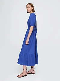 Cotton Gauze Open-Back Midi Dress
