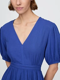 Cotton Gauze Open-Back Midi Dress