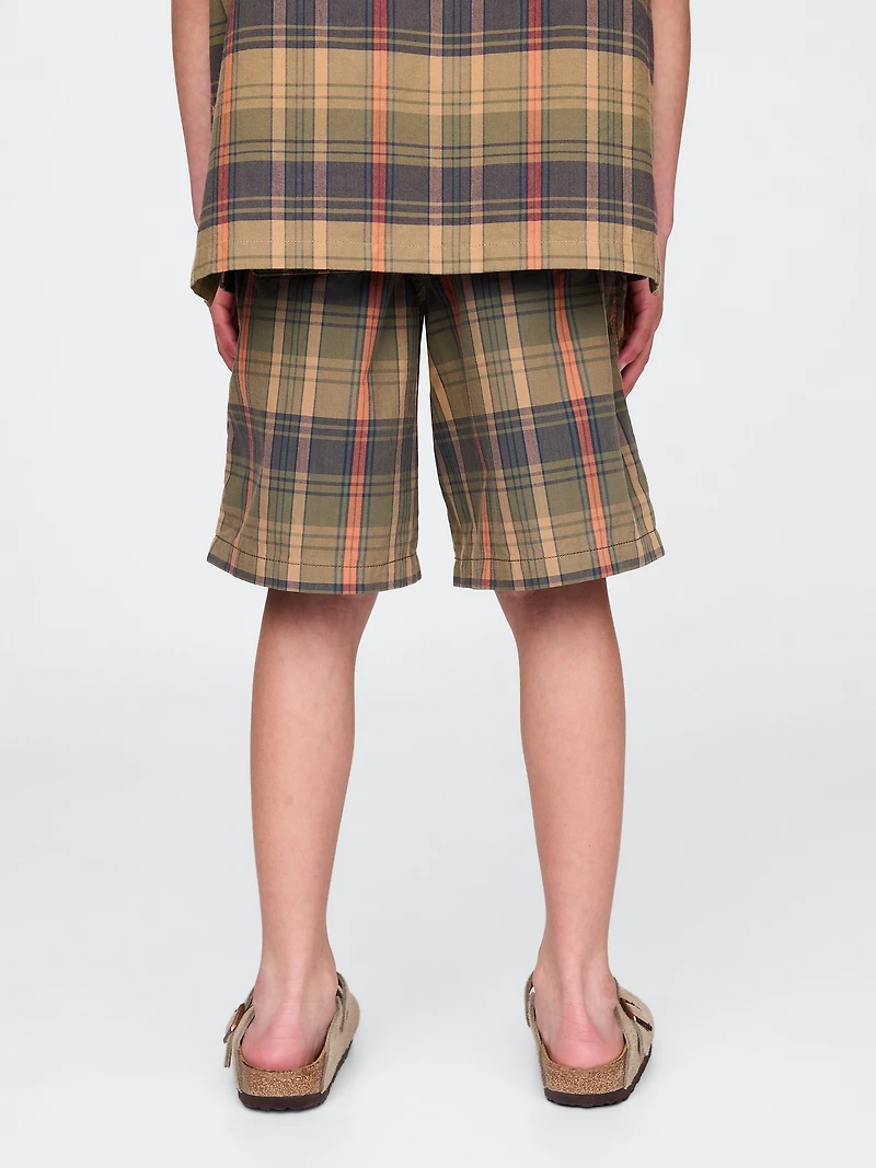 Kids Plaid Canvas Easy Shorts