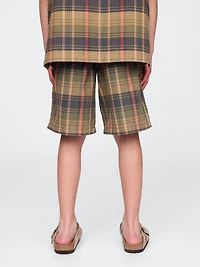 Kids Plaid Canvas Easy Shorts
