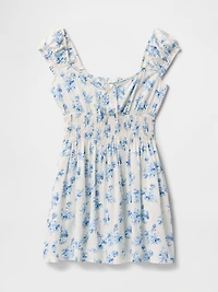 Tie-Front Smocked Waist Mini Dress