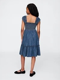 Kids Denim Puff-Sleeve Dress