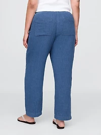 Cotton Gauze Denim Easy Barrel Pants