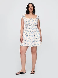 Tie-Front Smocked Waist Mini Dress