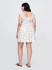 Tie-Front Smocked Waist Mini Dress