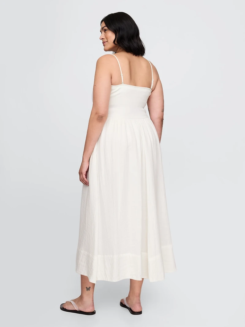 Cotton Gauze Mixed Media Maxi Dress