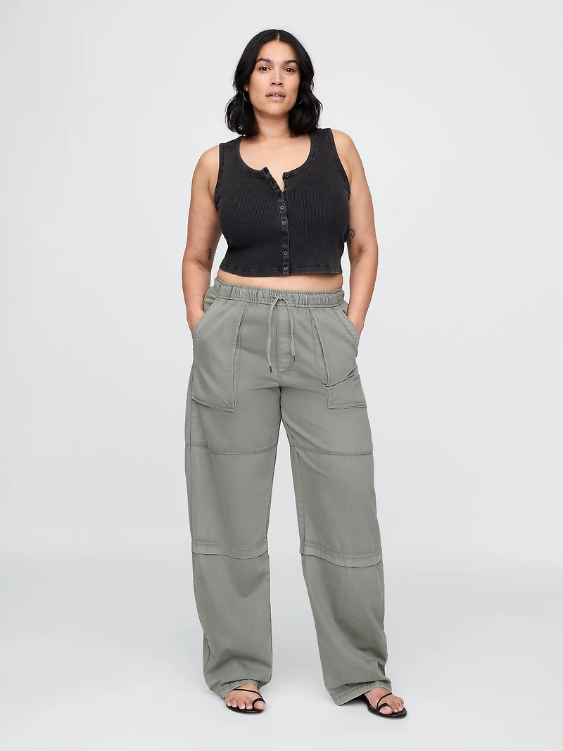 Mid Rise Easy Utility Barrel Pants