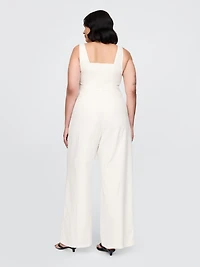 Linen-Blend Seamed Jumpsuit