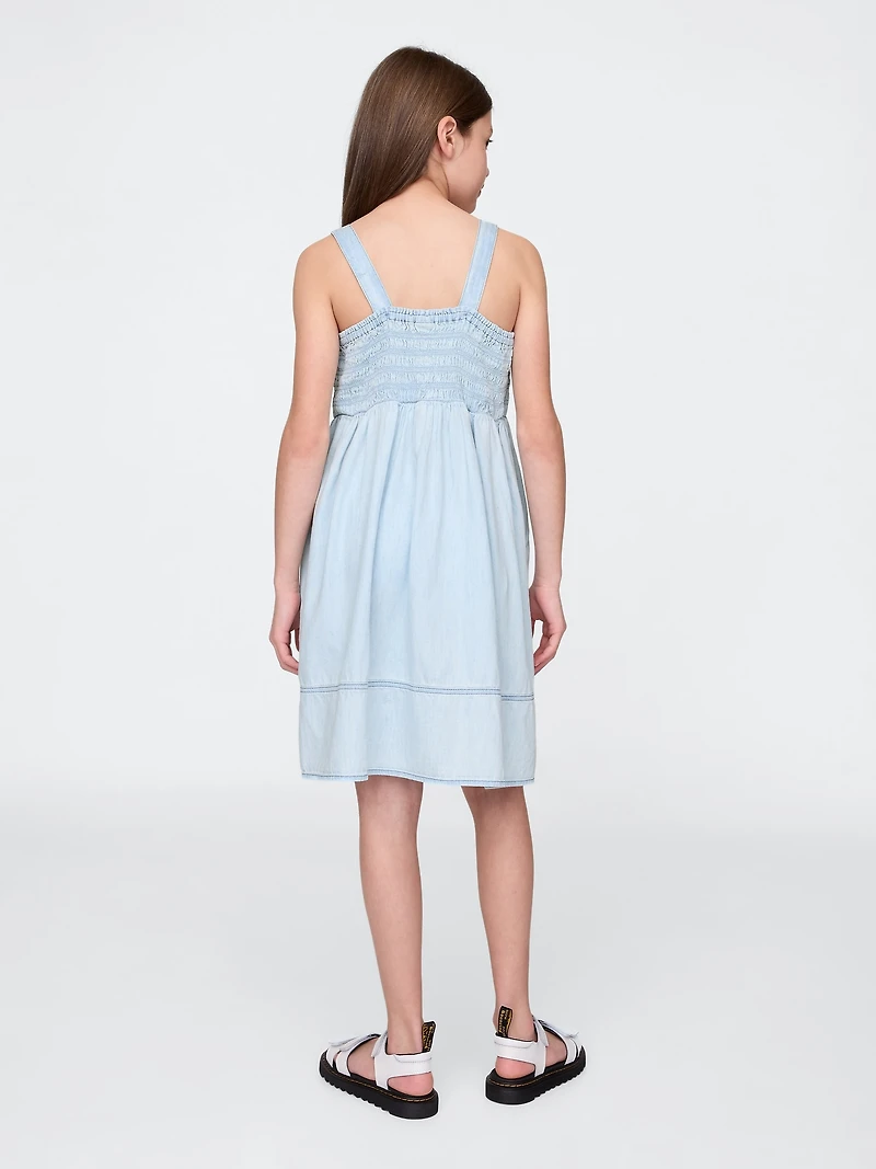 Kids Smocked Denim Dress