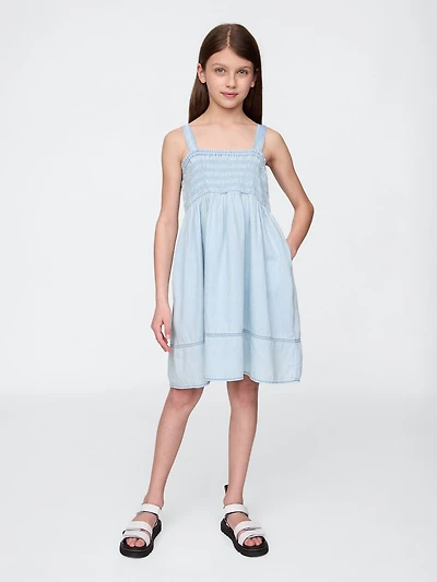 Kids Smocked Denim Dress