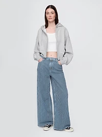 Mid Rise UltraSoft Denim Stripe Baggy Jeans