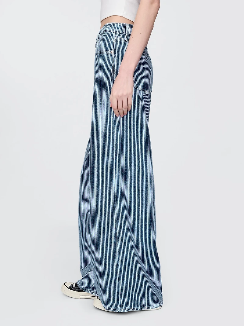 Mid Rise UltraSoft Denim Stripe Baggy Jeans