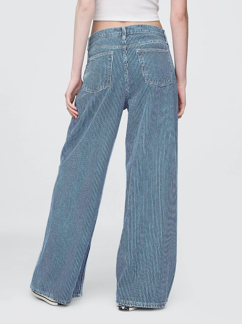 Mid Rise UltraSoft Denim Stripe Baggy Jeans