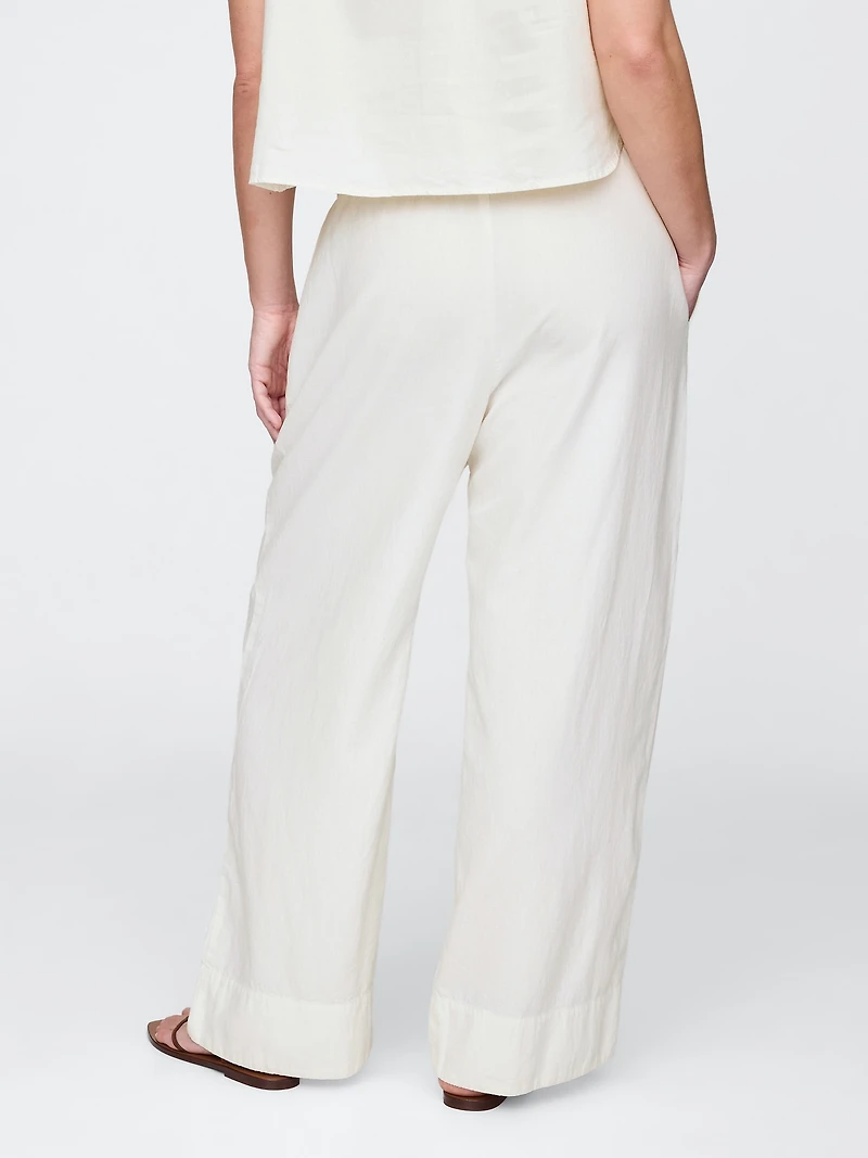 Linen-Blend Easy Wide-Hem Pants