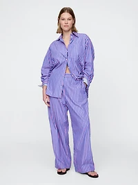 Organic Cotton Poplin Easy Wide-Leg Pants