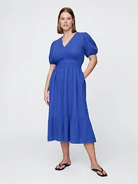 Cotton Gauze Open-Back Midi Dress