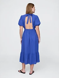 Cotton Gauze Open-Back Midi Dress