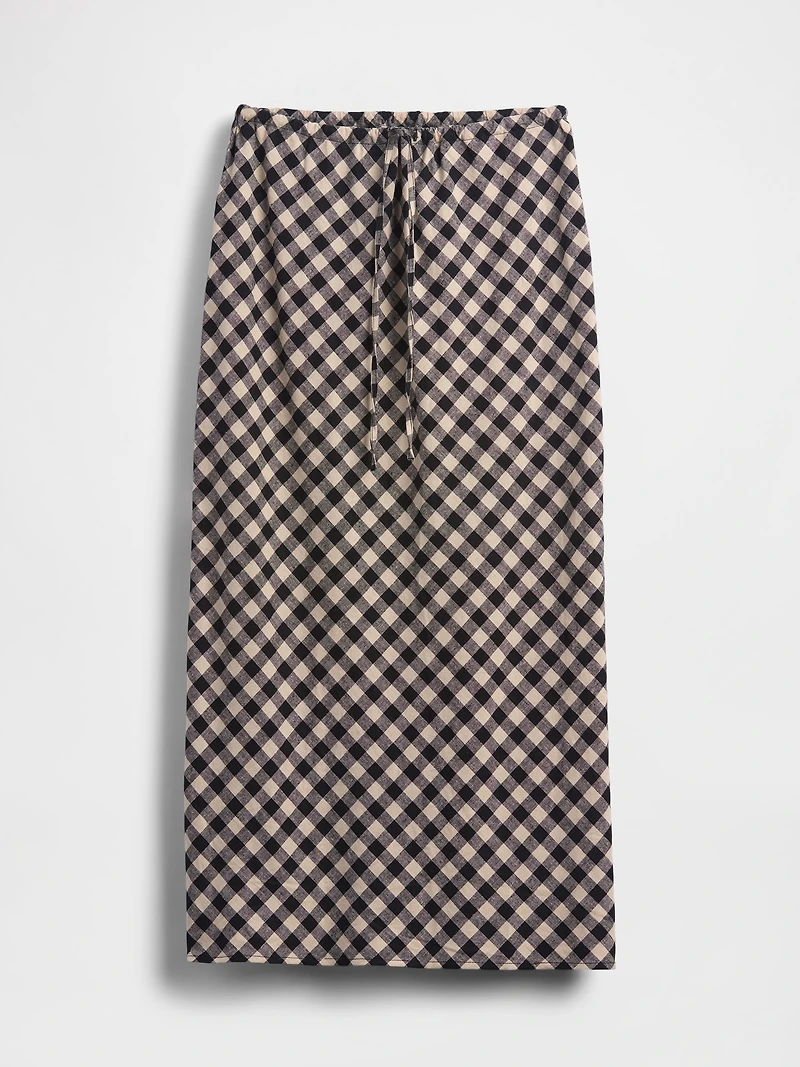 Linen-Blend Midi Skirt