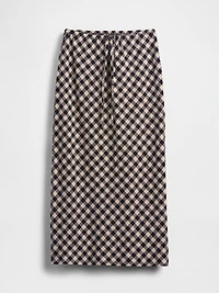 Linen-Blend Midi Skirt