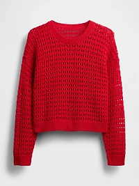 100% Cotton Crochet Crewneck Sweater