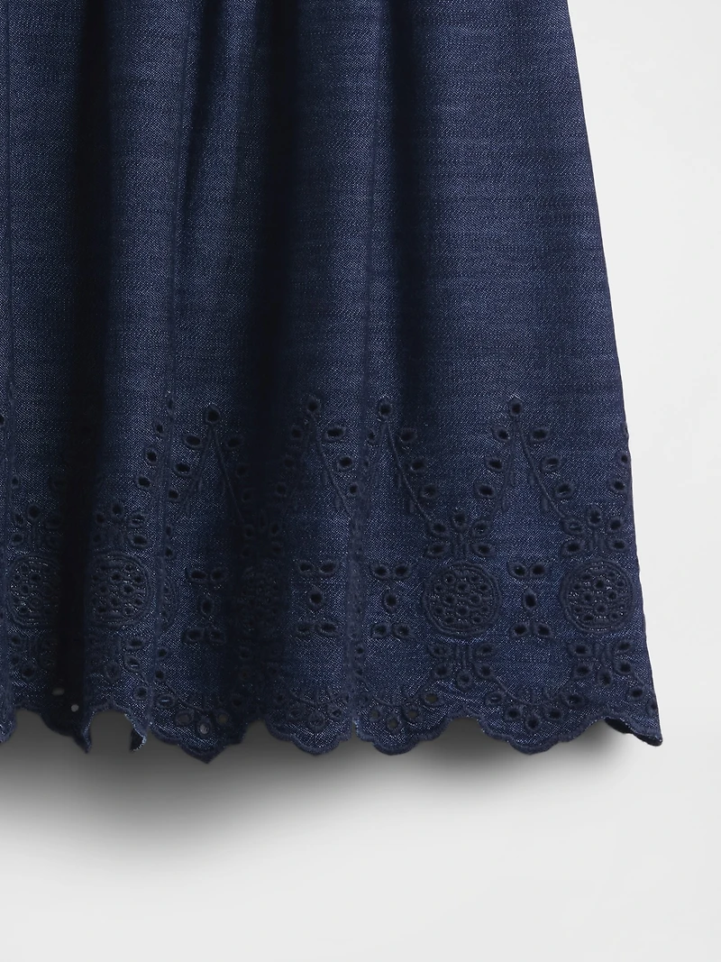 Eyelet Denim Mini Skirt