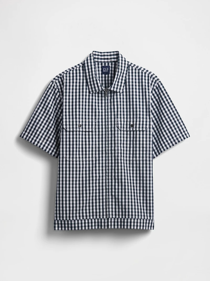 Poplin Full-Zip Pocket Shirt