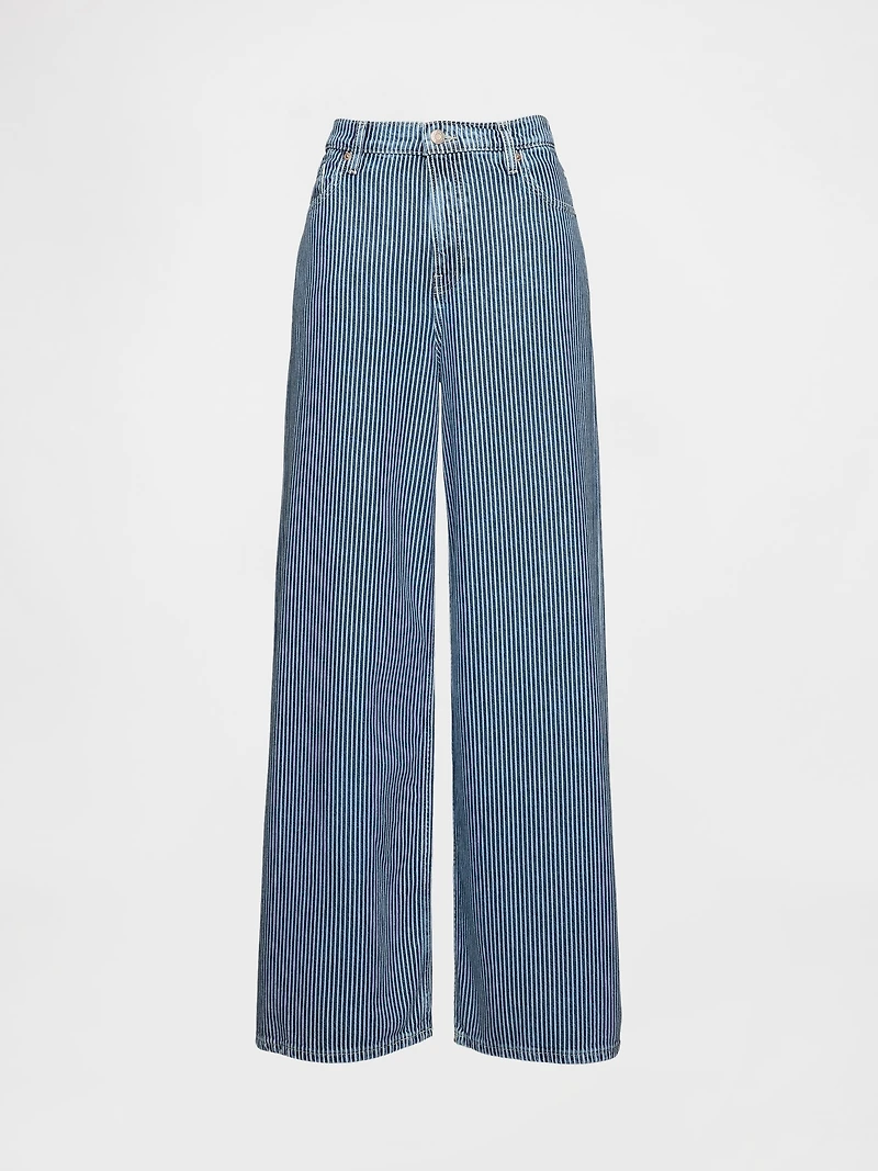Mid Rise UltraSoft Denim Stripe Baggy Jeans