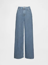 Mid Rise UltraSoft Denim Stripe Baggy Jeans