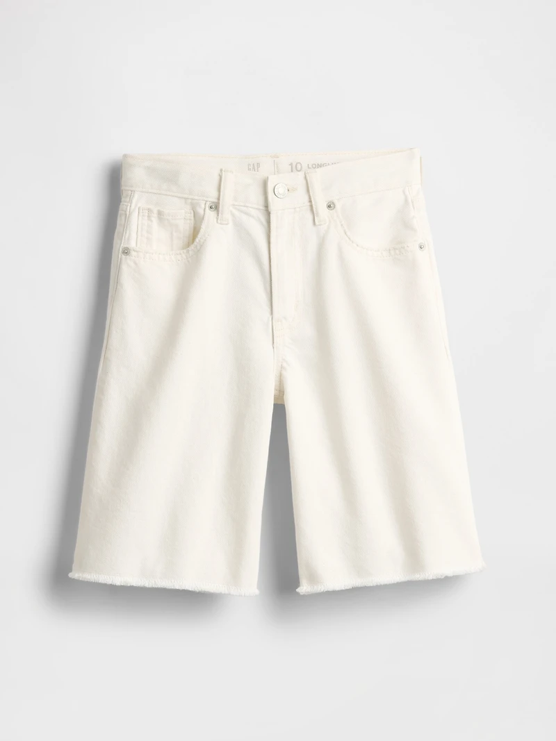 Kids Mid Rise Longline Denim Shorts