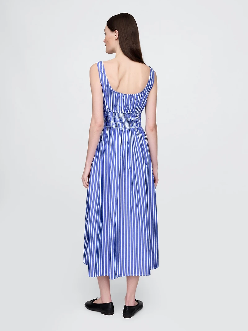 Poplin Smocked Midi Dress