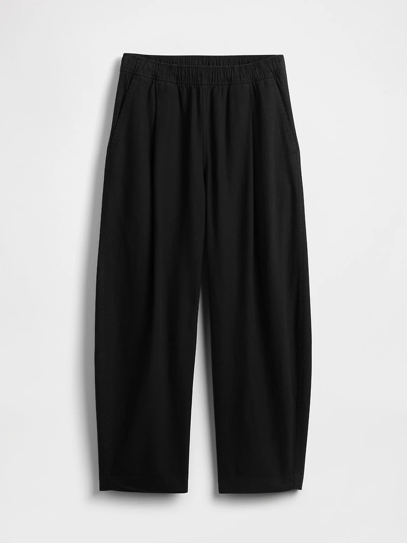 Mid Rise Linen-Blend Easy Barrel Pants