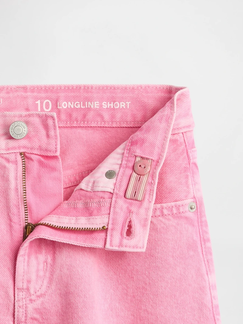 Kids Mid Rise Longline Denim Shorts