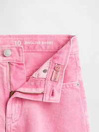 Kids Mid Rise Longline Denim Shorts