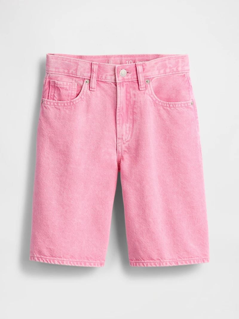 Kids Mid Rise Longline Denim Shorts