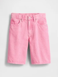 Kids Mid Rise Longline Denim Shorts
