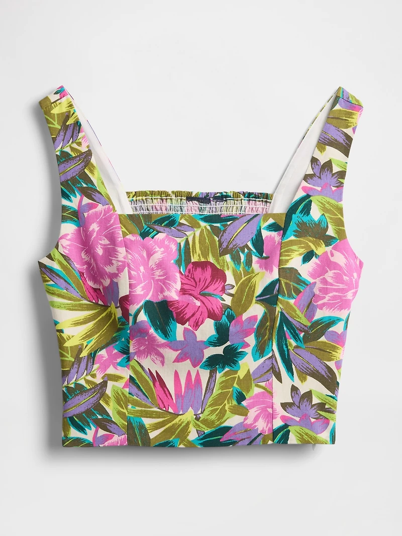 Linen-Blend Crop Top