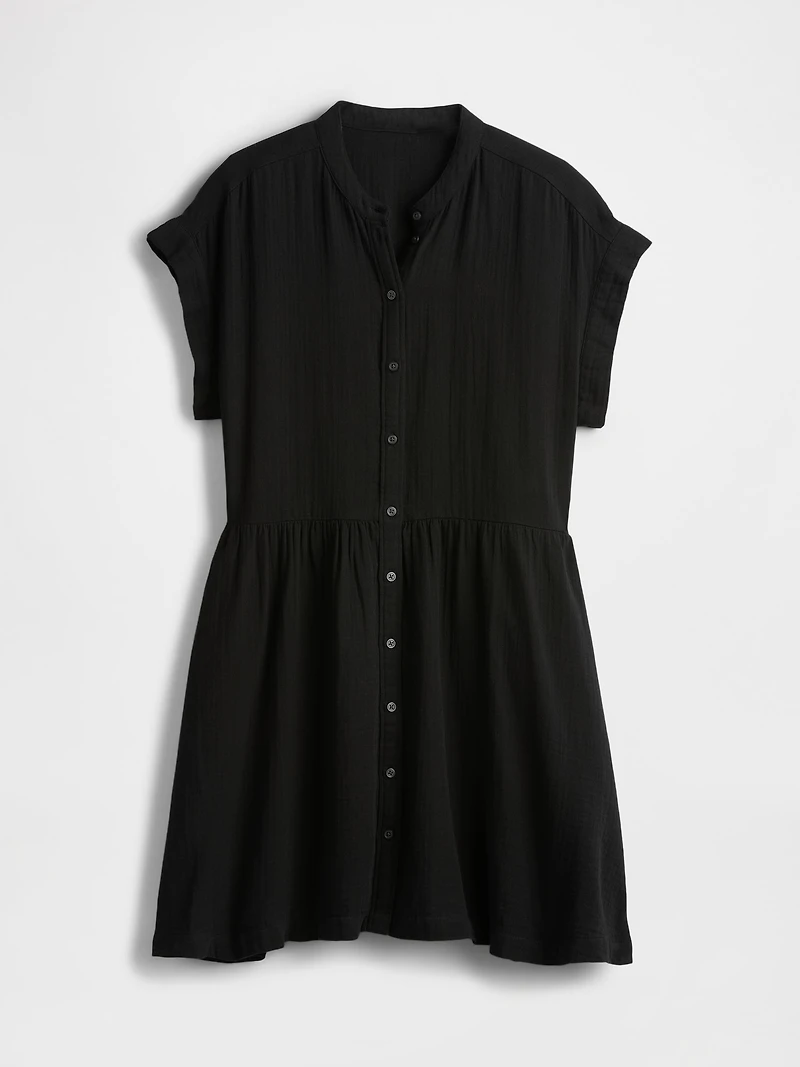 Cotton Gauze Mini Shirtdress